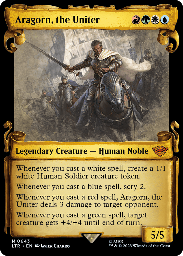 Aragorn, the Uniter (Showcase Scrolls) (LTR-643) [The Lord of the Rings: Tales of Middle-earth] (Showcase) Foil MTG Single Wizards of the Coast