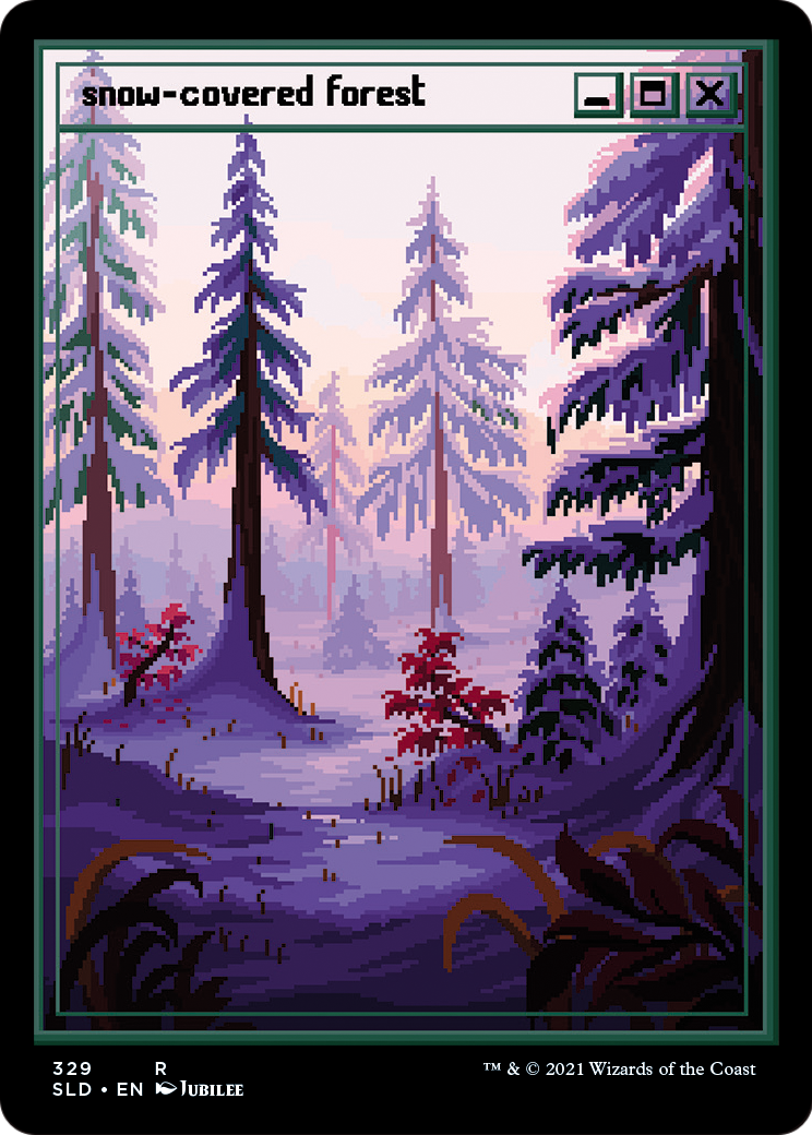 Snow-Covered Forest (PixelSnowLands.jpg) (SLD-329) [Secret Lair] Drop MTG Single Wizards of the Coast