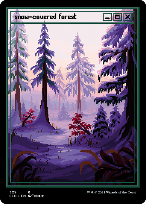 Snow-Covered Forest (PixelSnowLands.jpg) (SLD-329) [Secret Lair] Drop MTG Single Wizards of the Coast