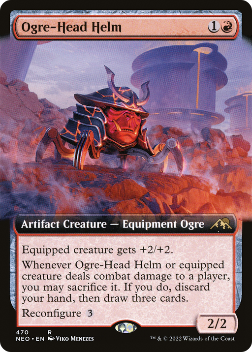 Ogre-Head Helm (NEO-470) [Kamigawa: Neon Dynasty] (Extended Art) MTG Single Wizards of the Coast