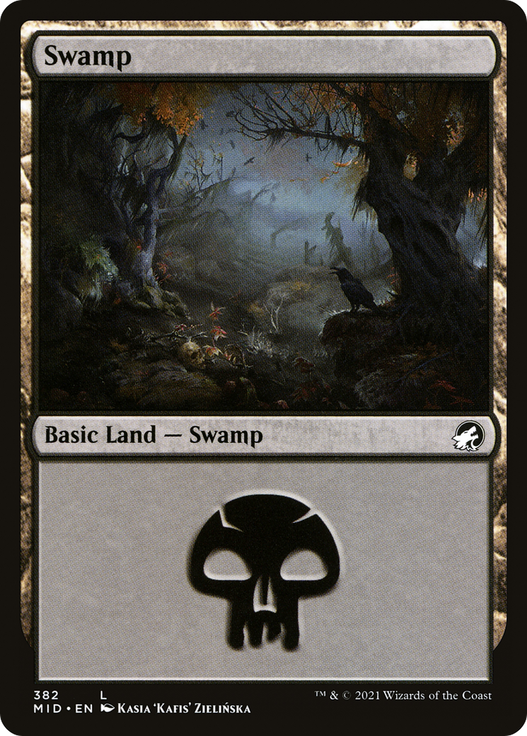 Swamp (382) (MID-382) [Innistrad: Midnight Hunt] Foil MTG Single Wizards of the Coast