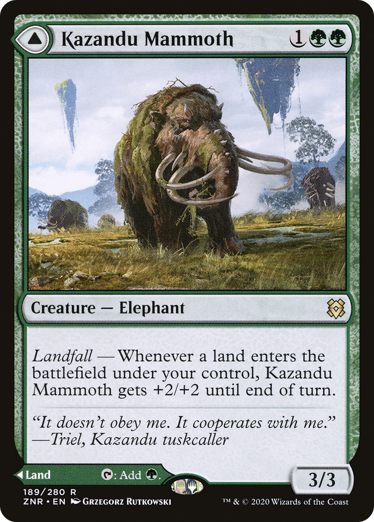 Kazandu Mammoth // Kazandu Valley (ZNR-189) [Zendikar Rising] Foil MTG Single Wizards of the Coast