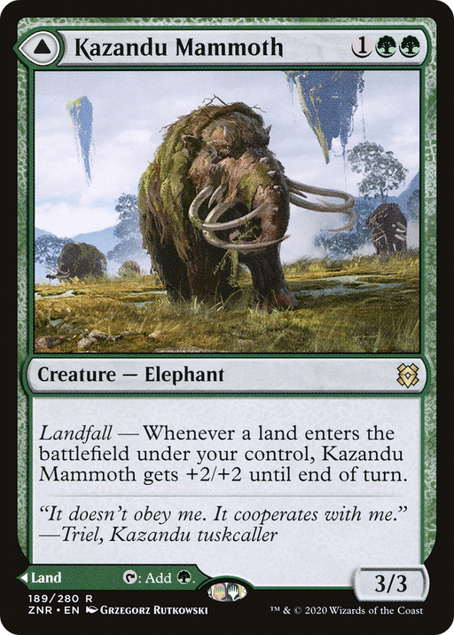 Kazandu Mammoth // Kazandu Valley (ZNR-189) [Zendikar Rising] Foil MTG Single Wizards of the Coast