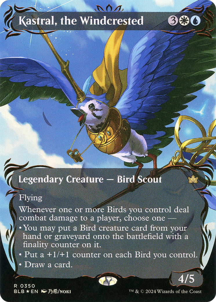 Kastral, the Windcrested (Raised Foil) (BLB-350) [Bloomburrow] (Showcase) (Borderless) Foil MTG Single Wizards of the Coast