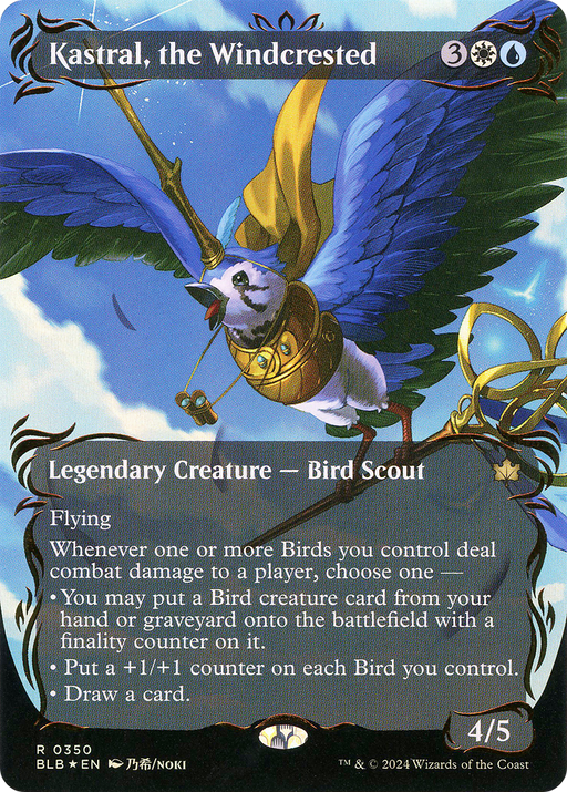 Kastral, the Windcrested (Raised Foil) (BLB-350) [Bloomburrow] (Showcase) (Borderless) Foil MTG Single Wizards of the Coast
