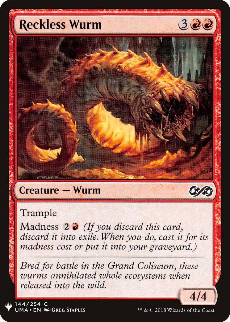 Reckless Wurm (LIST-UMA-144) [Mystery Booster] The List MTG Single Wizards of the Coast