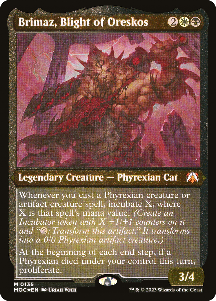 Brimaz, Blight of Oreskos (MOC-135) [March of the Machine Commander] Etched Foil MTG Single Wizards of the Coast