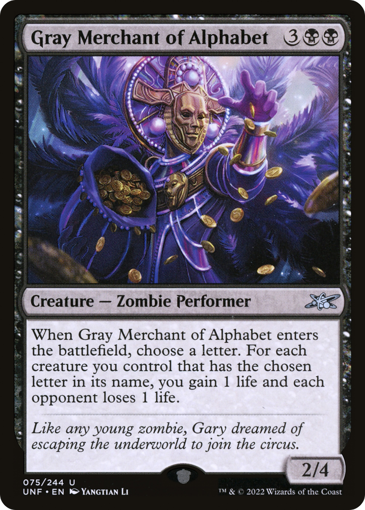 Gray Merchant of Alphabet (UNF-075) [Unfinity] Foil MTG Single Wizards of the Coast