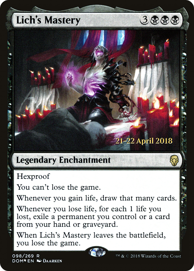Lich's Mastery (PRE-098) [Dominaria Promos] Foil MTG Single Wizards of the Coast