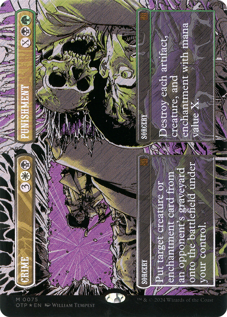 Crime // Punishment (Textured Foil) (OTP-075) [Breaking News] (Borderless) Foil MTG Single Wizards of the Coast