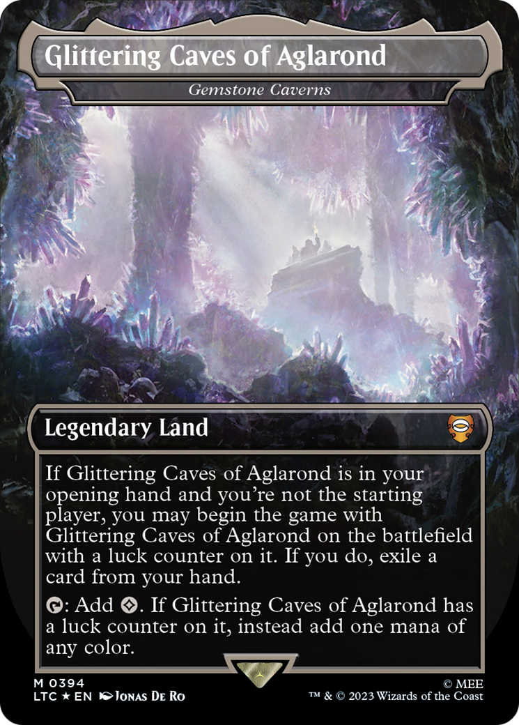 Glittering Caves of Aglarond - Gemstone Caverns (Surge Foil) (LTC-394) [Tales of Middle-earth Commander] (Borderless) Foil MTG Single Wizards of the Coast