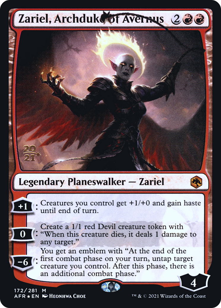 Zariel, Archduke of Avernus (PRE-172) [Adventures in the Forgotten Realms Promos] Foil MTG Single Wizards of the Coast