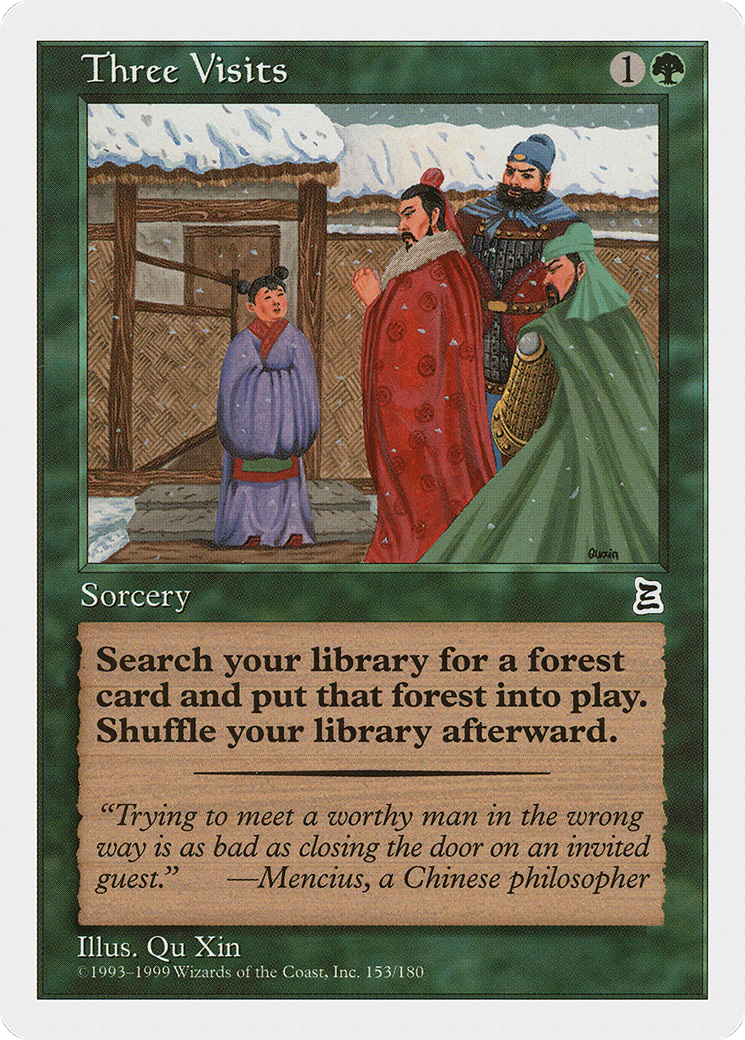 Three Visits (PTK-153) [Oldschool] Portal Three Kingdoms MTG Single Wizards of the Coast