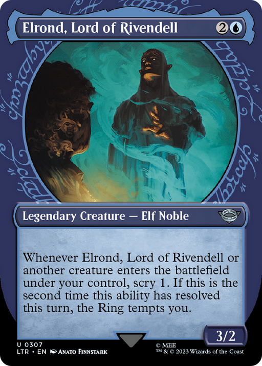 Elrond, Lord of Rivendell (LTR-307) [The Lord of the Rings: Tales of Middle-earth] (Showcase) (Borderless) MTG Single Wizards of the Coast