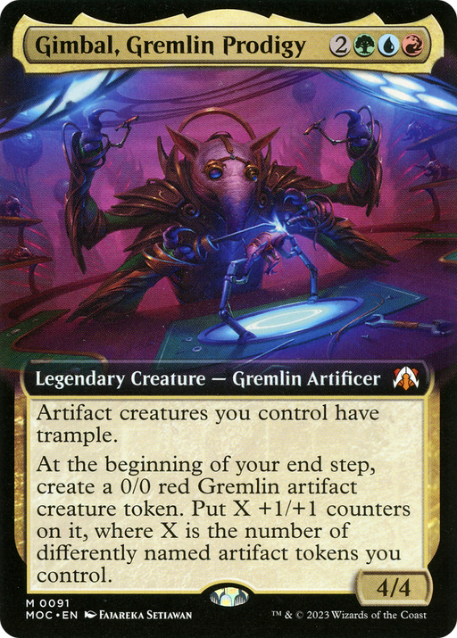 Gimbal, Gremlin Prodigy (MOC-091) [March of the Machine Commander] (Extended Art) MTG Single Wizards of the Coast