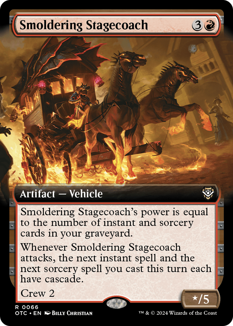 Smoldering Stagecoach (OTC-066) [Outlaws of Thunder Junction Commander] (Extended Art) MTG Single Wizards of the Coast