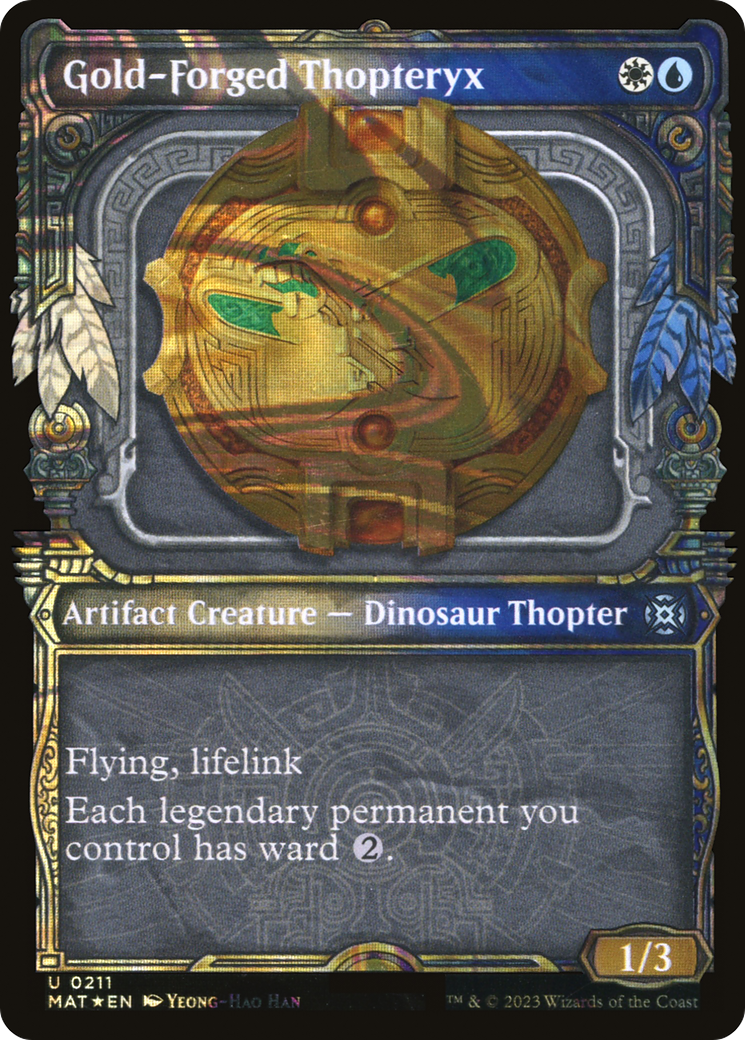 Gold-Forged Thopteryx (Halo Foil) (MAT-211) [March of the Machine: The Aftermath] (Showcase) Foil MTG Single Wizards of the Coast