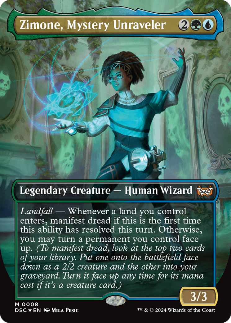 Zimone, Mystery Unraveler (DSC-008) [Duskmourn: House of Horror Commander] (Borderless) Foil MTG Single Wizards of the Coast