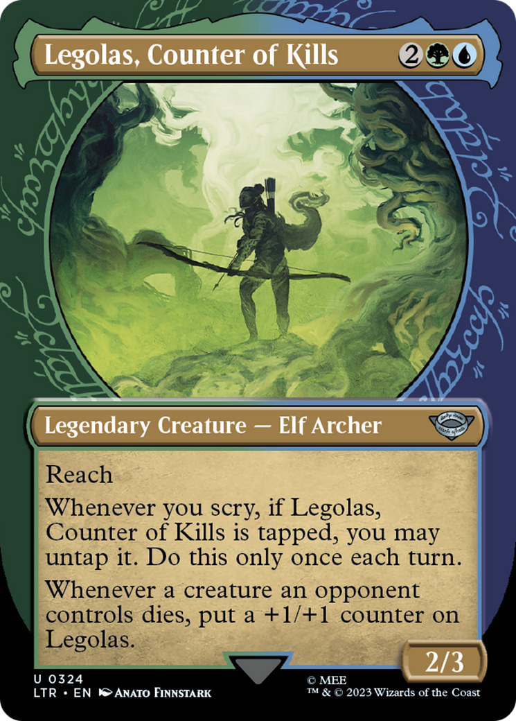 Legolas, Counter of Kills (LTR-324) [The Lord of the Rings: Tales of Middle-earth] (Showcase) (Borderless) MTG Single Wizards of the Coast