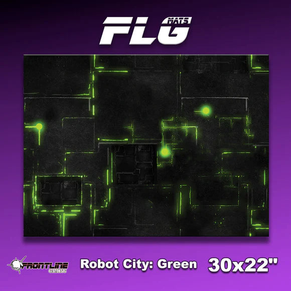 Frontline Gaming: Mats - Robot City Green 30x22" Gaming Mat FLG