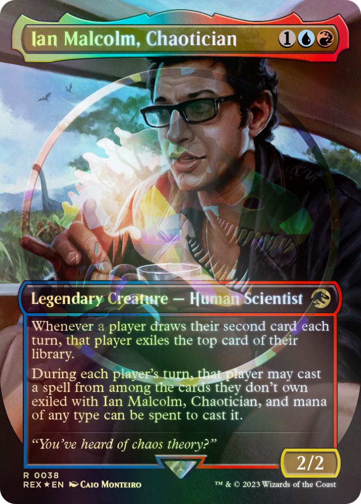 Ian Malcolm, Chaotician (Emblem) (REX-038) [Jurassic World Collection] (Borderless) Foil MTG Single Wizards of the Coast