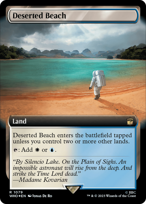 Deserted Beach (Surge Foil) (WHO-1079) [Doctor Who] (Extended Art) Foil MTG Single Wizards of the Coast