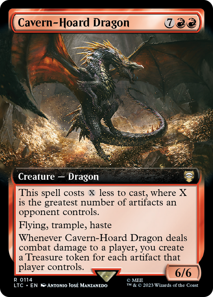 Cavern-Hoard Dragon (LTC-114) [Tales of Middle-earth Commander] (Extended Art) MTG Single Wizards of the Coast