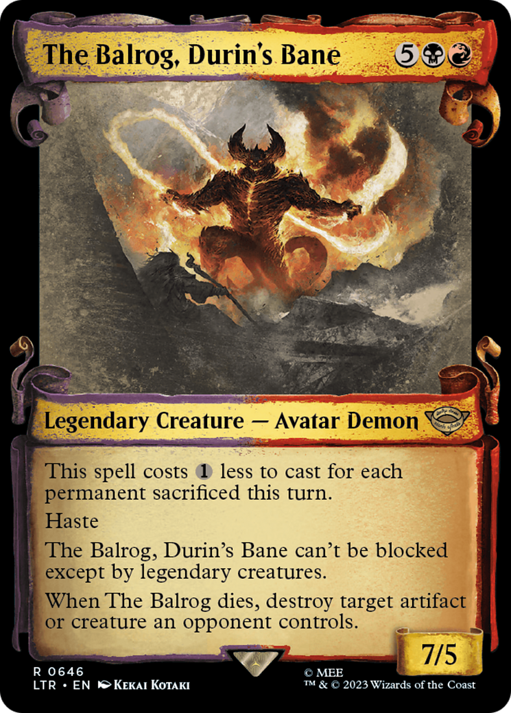 The Balrog, Durin's Bane (Showcase Scrolls) (LTR-646) [The Lord of the Rings: Tales of Middle-earth] (Showcase) MTG Single Wizards of the Coast