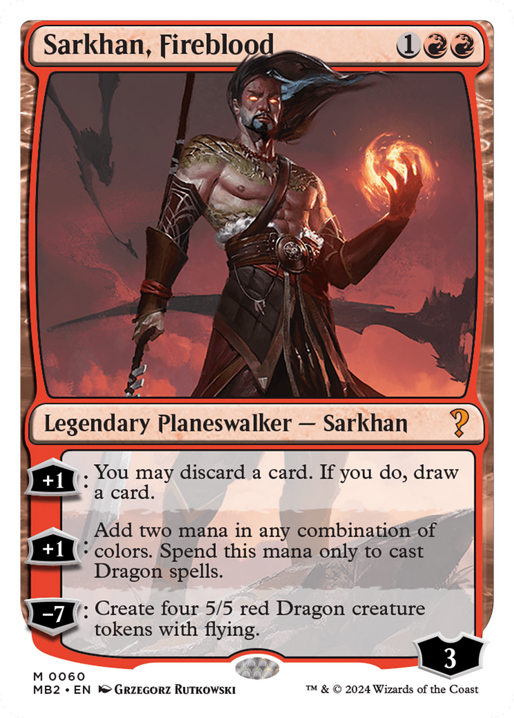 Sarkhan, Fireblood (White Border) (MB2-060) [Mystery Booster] Mystery Booster 2 MTG Single Wizards of the Coast