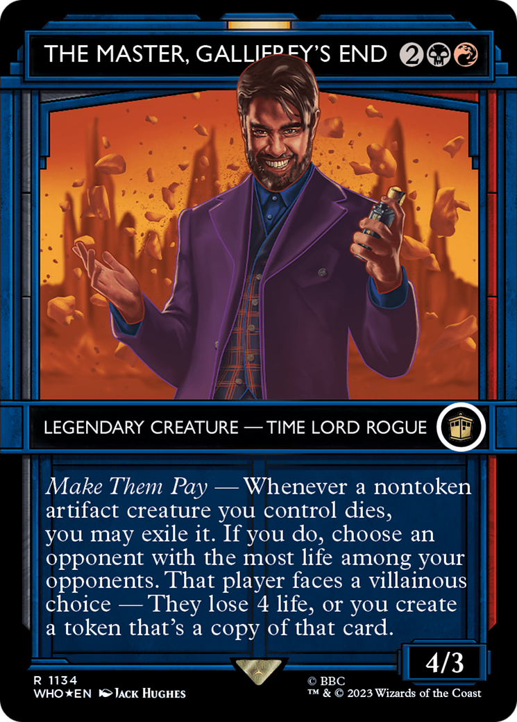 The Master, Gallifrey's End (Surge Foil) (WHO-1134) [Doctor Who] (Showcase) (Borderless) Foil MTG Single Wizards of the Coast