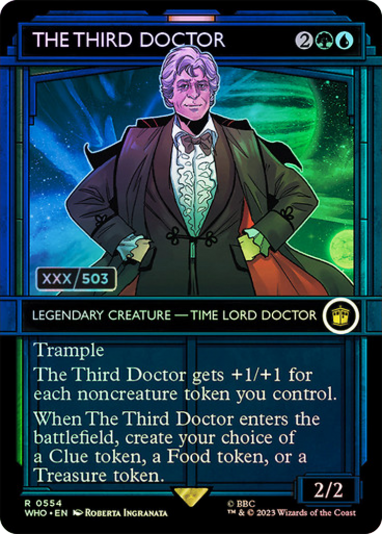 The Third Doctor (Serial Numbered) (WHO-554) [Doctor Who] (Showcase) (Borderless) Foil MTG Single Wizards of the Coast