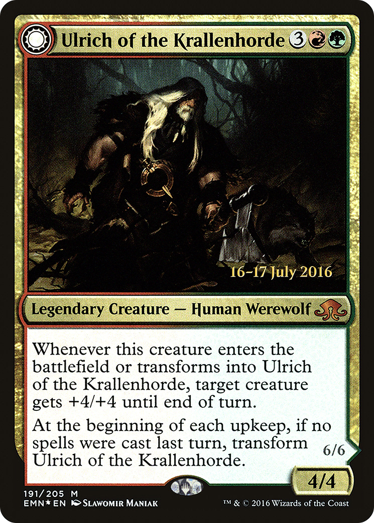 Ulrich of the Krallenhorde // Ulrich, Uncontested Alpha [Eldritch Moon Prerelease Promos] MTG Single Magic: The Gathering   