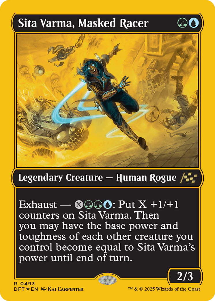 Sita Varma, Masked Racer (First-Place Foil) (DFT-493) [Aetherdrift] Foil MTG Single Wizards of the Coast