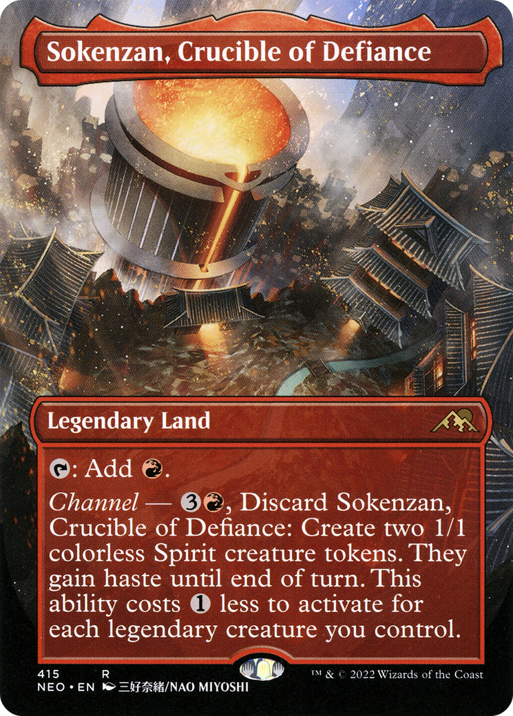Sokenzan, Crucible of Defiance (NEO-415) [Kamigawa: Neon Dynasty] (Borderless) Foil MTG Single Wizards of the Coast