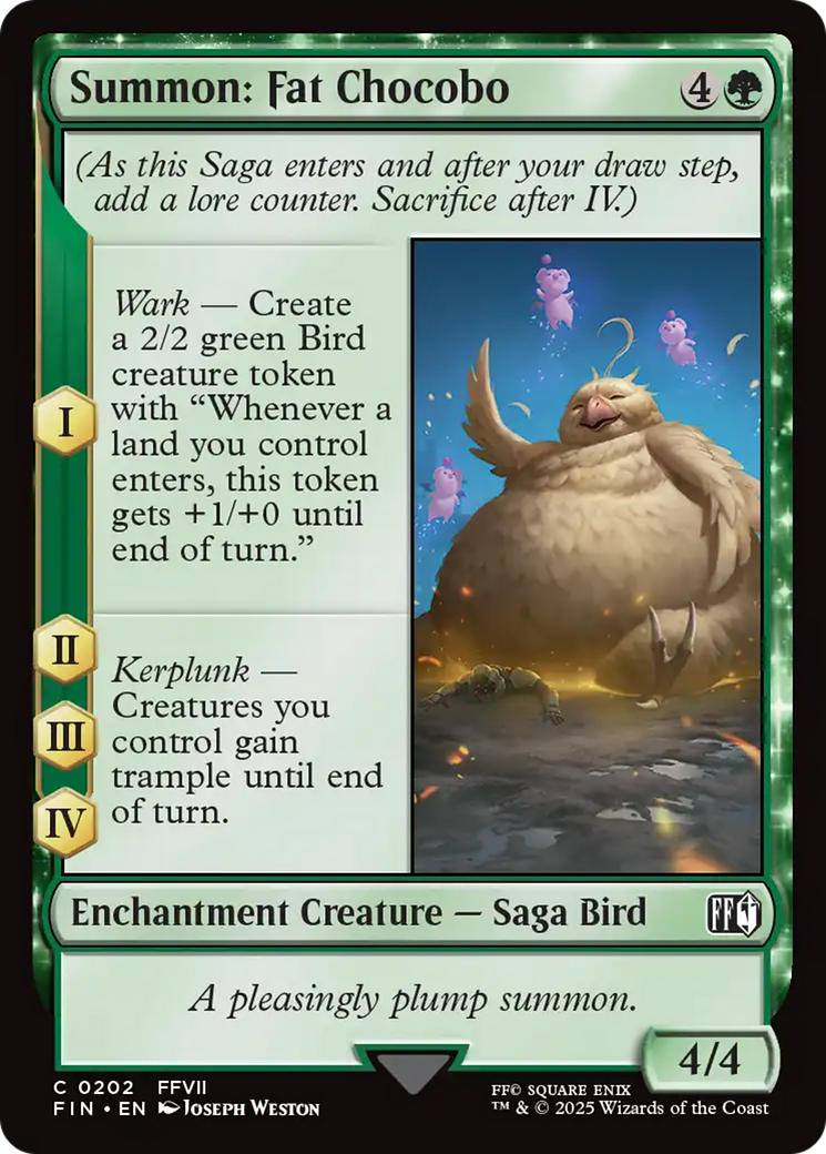 Summon: Fat Chocobo (FIN-202) [FINAL FANTASY] (enchantment) Foil MTG Single Wizards of the Coast