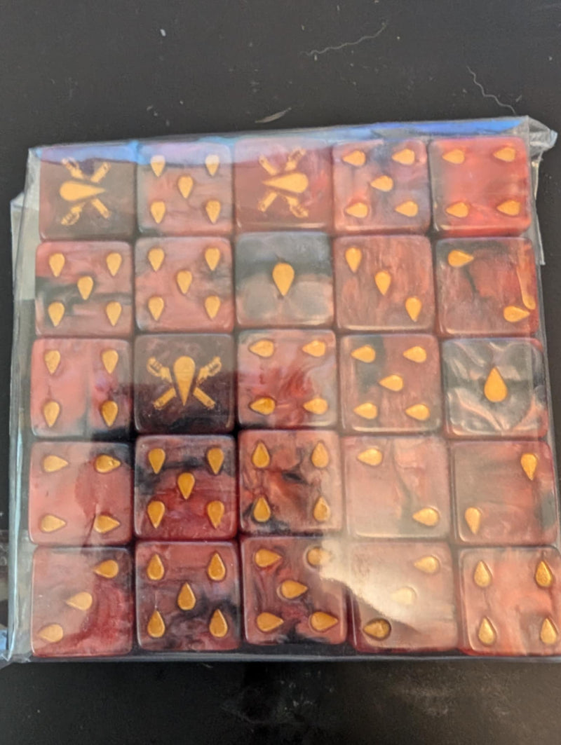 Baron of Dice: "Chain Blades - Blood Red" 25x16mm Square Corner Dice Dice & Gaming Accessories Baron of Dice