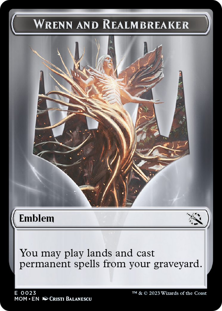 Elemental (9) // Wrenn and Realmbreaker Emblem Double-Sided Token [Tokens] March of the Machine Tokens MTG Single Magic: The Gathering