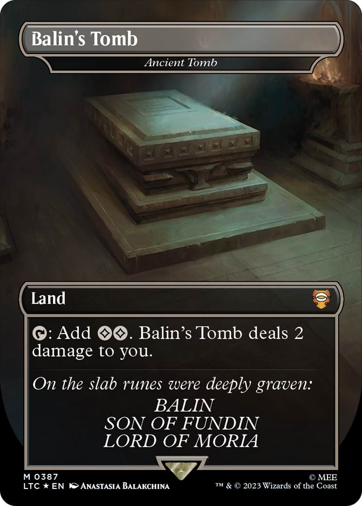 Balin's Tomb - Ancient Tomb (Surge Foil) (LTC-387) [Tales of Middle-earth Commander] (Borderless) Foil MTG Single Wizards of the Coast