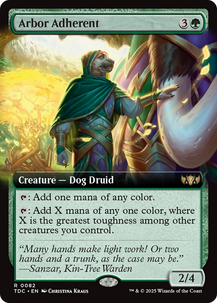 Arbor Adherent (TDC-082) [Commander: Tarkir: Dragonstorm] (Extended Art) MTG Single Wizards of the Coast