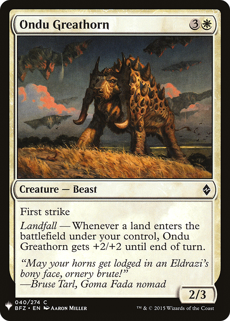 Ondu Greathorn (LIST-BFZ-40) [Mystery Booster] The List MTG Single Wizards of the Coast