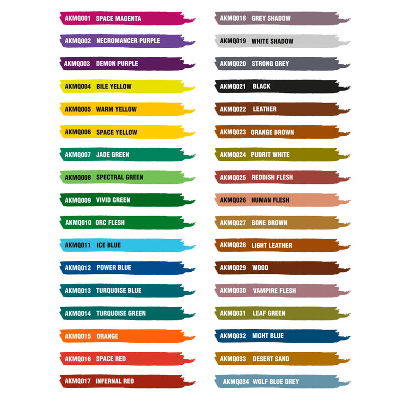 AK Interactive: Quick Markers Full Range (24 Units) Model Paints AK INTERACTIVE