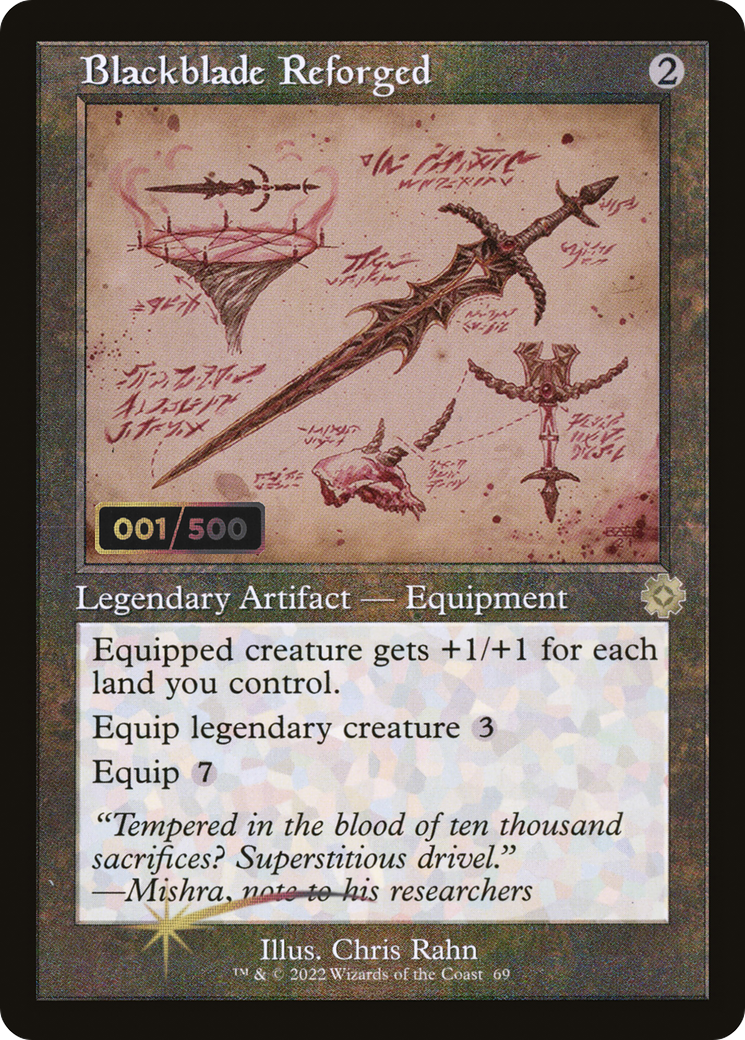 Blackblade Reforged (Schematic) (Serial Numbered) (BRR-069) [The Brothers' War Retro Artifacts] Foil MTG Single Wizards of the Coast