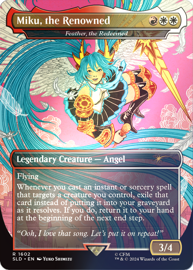 Miku, the Renowned - Feather, the Redeemed (Rainbow Foil) (SLD-1602) [Secret Lair] Drop (Borderless) Foil MTG Single Wizards of the Coast
