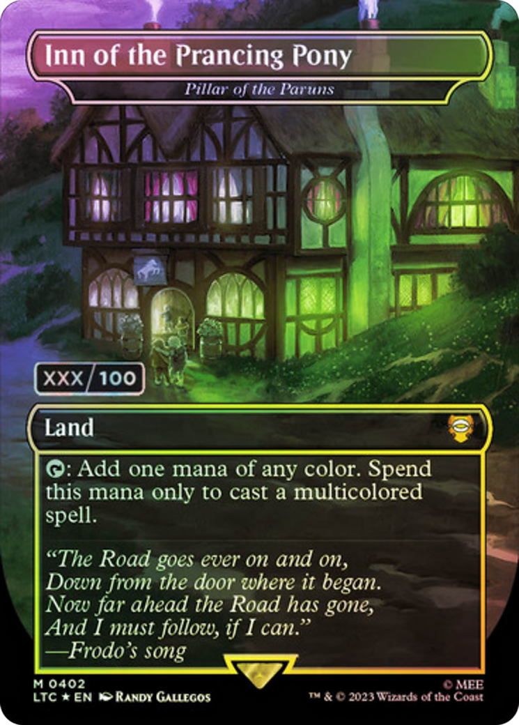 Inn of the Prancing Pony - Pillar of the Paruns (Serial Numbered) (LTC-402) [Tales of Middle-earth Commander] (Borderless) Foil MTG Single Wizards of the Coast
