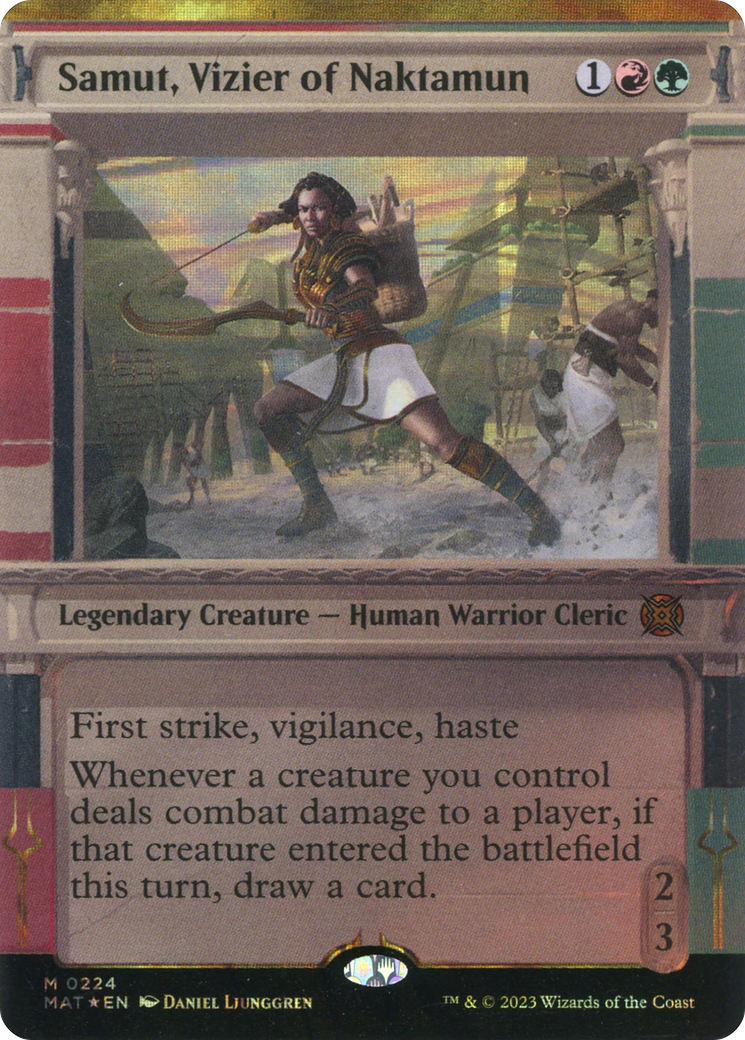Samut, Vizier of Naktamun (Halo Foil) (MAT-224) [March of the Machine: The Aftermath] (Showcase) (Borderless) Foil MTG Single Wizards of the Coast
