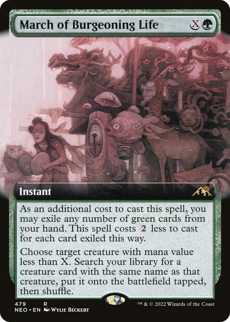March of Burgeoning Life (Extended Art) [Kamigawa: Neon Dynasty] MTG Single Magic: The Gathering