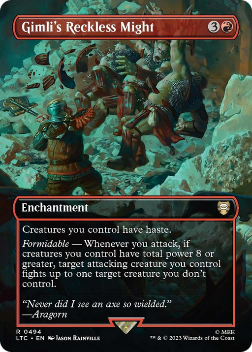 Gimli's Reckless Might (LTC-494) [Tales of Middle-earth Commander] (Borderless) MTG Single Wizards of the Coast