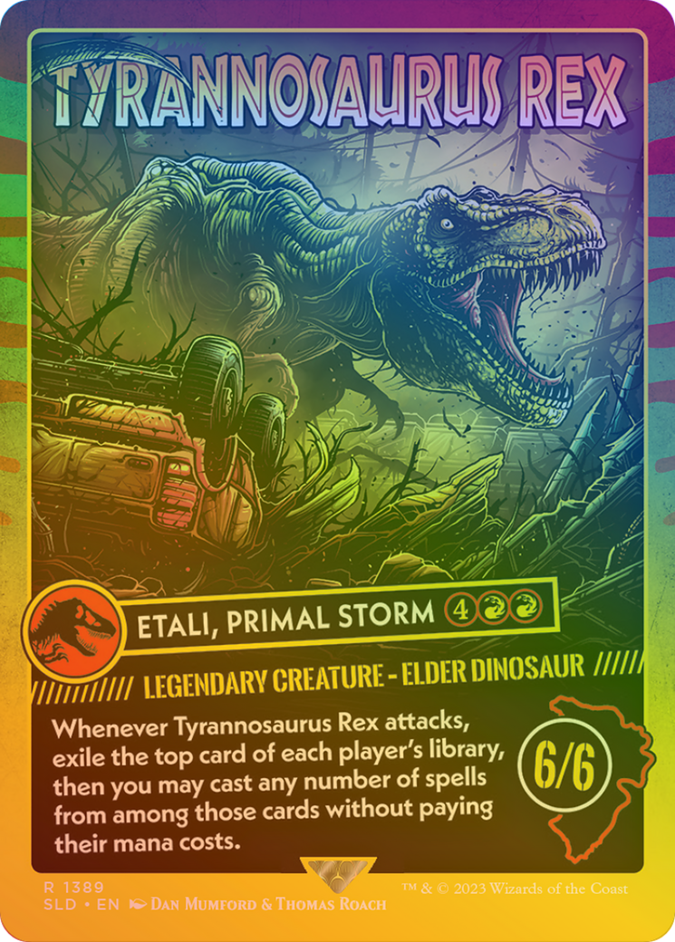 Tyrannosaurus Rex - Etali, Primal Storm (Rainbow Foil) (SLD-1389) [Secret Lair Drop] (Borderless) Foil MTG Single Wizards of the Coast
