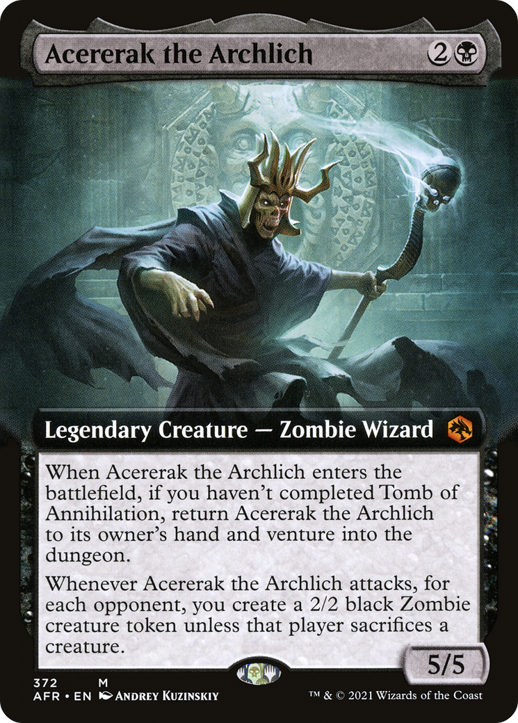 Acererak the Archlich (AFR-372) [Adventures in the Forgotten Realms] (Extended Art) MTG Single Wizards of the Coast