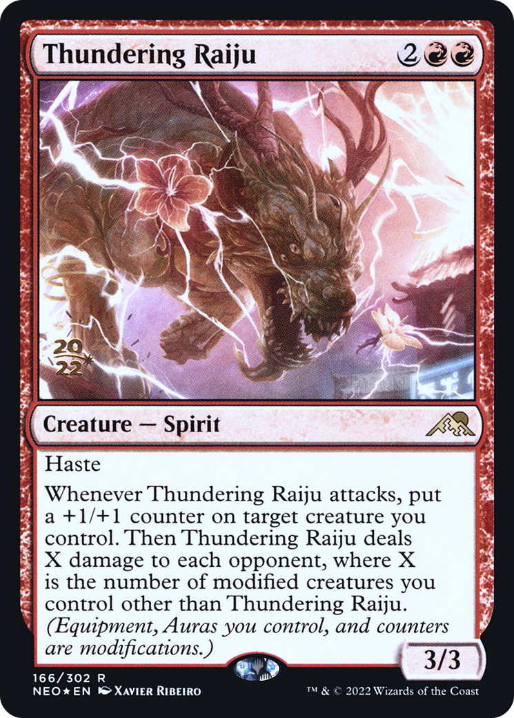 Thundering Raiju (PRE-166S) [Kamigawa: Neon Dynasty Promos] Foil MTG Single Wizards of the Coast